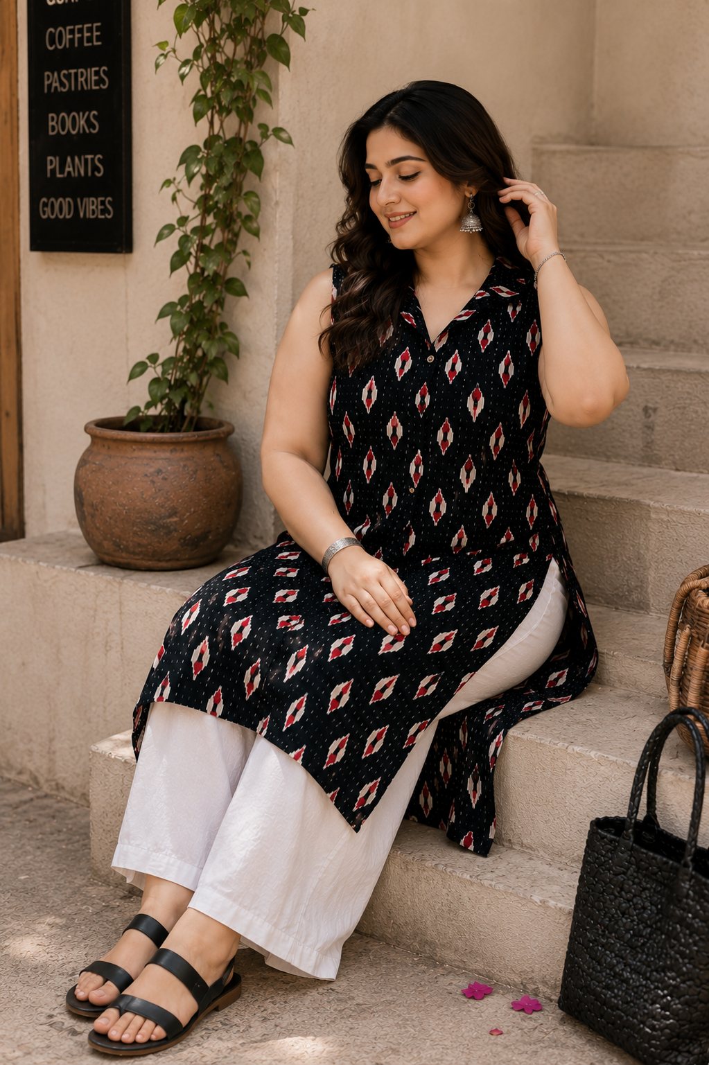 NISHA - SLEEVELESS COTTON KURTI